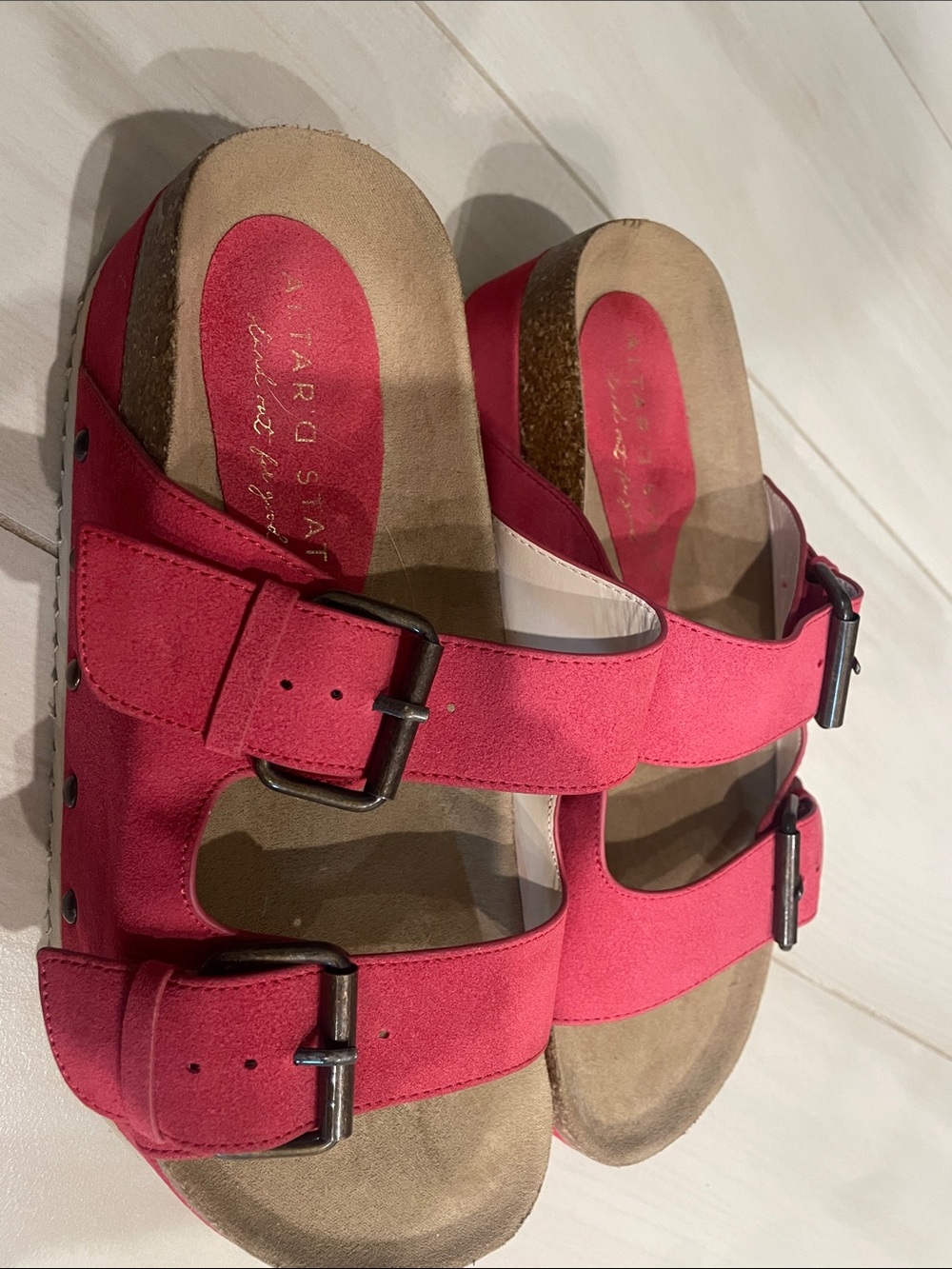 Altered State Red Double-Buckle Slide Sandals New